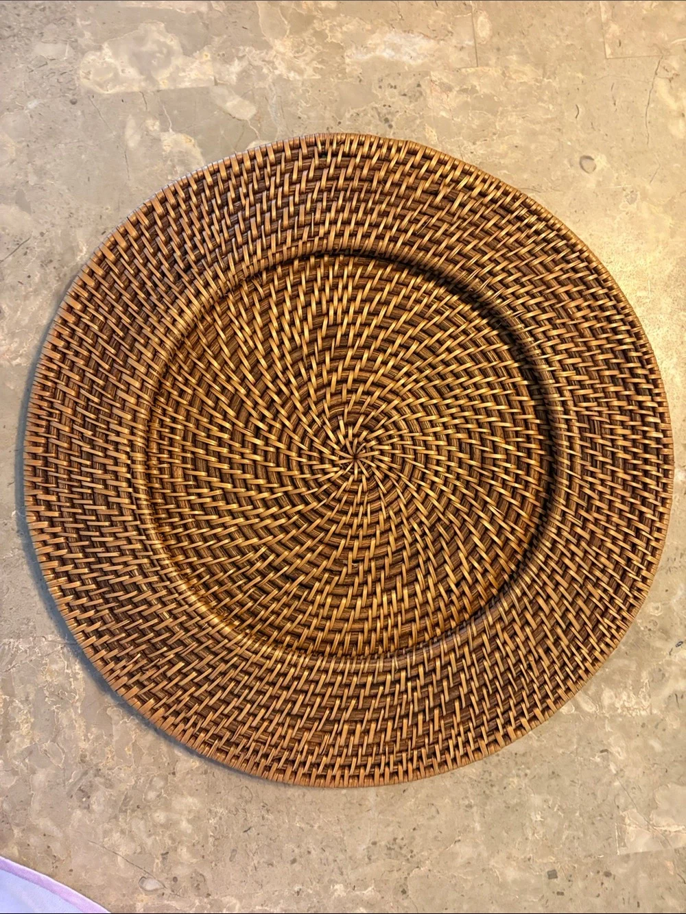 Set of 8 Crate & Barrel Artesia Honey woven chargers